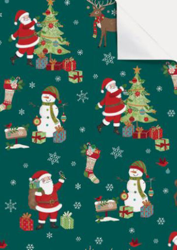 Picture of WRAPPING PAPER GREEN SANTA